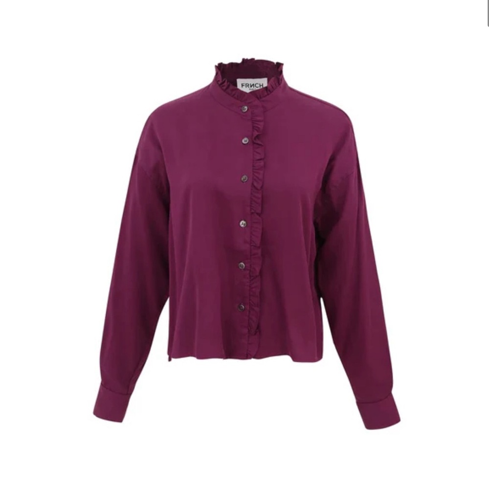 NWT FRNCH PARIS Cabanac Aubergine Purple Blouse / Button Down‎ Shirt Size MEDIUM
